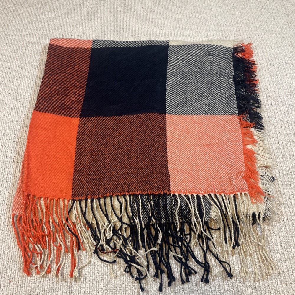 Madewell Checkmate Fringe Scarf 100% Acrylic 36x69 Soft